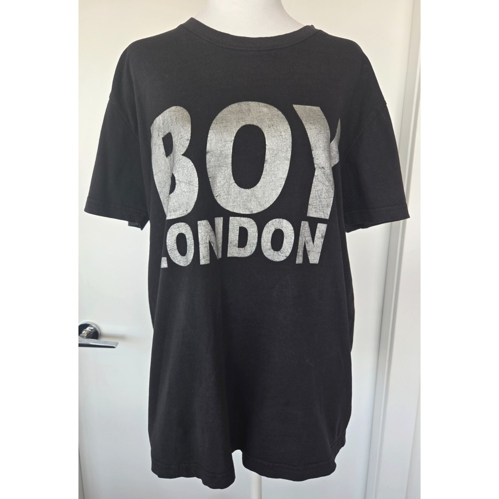 Boy London Shirt Mens Large Black Silver Logo Graphic Streetwear T-Shirt Y2K